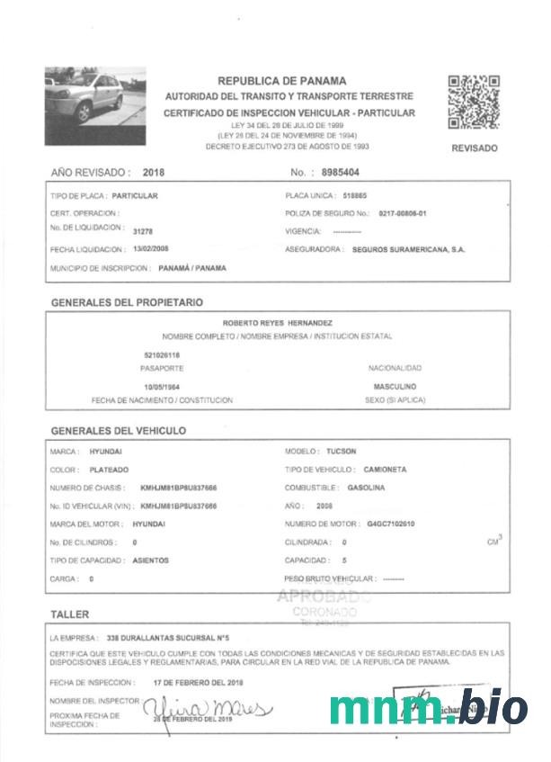 Panama szablon dowodu rejestracyjnego pojazdu w PSD